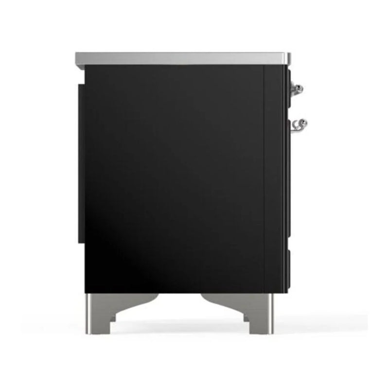 ILVE Majestic II 40" Induction Freestanding Range in Glossy Black with Chrome Trim, UMDI10NS3BKC