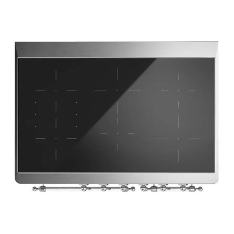 ILVE Majestic II 40" Induction Freestanding Range in Glossy Black with Chrome Trim, UMDI10NS3BKC