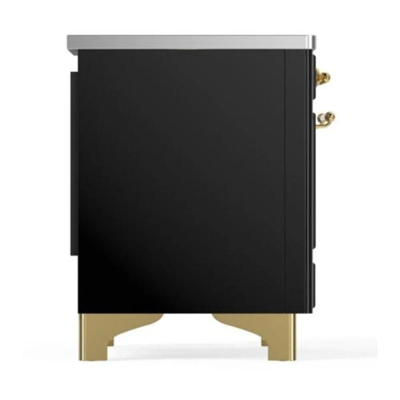 ILVE Majestic II 40" Induction Freestanding Range in Glossy Black with Brass Trim, UMDI10NS3BKG