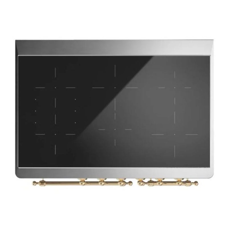 ILVE Majestic II 40" Induction Freestanding Range in Glossy Black with Brass Trim, UMDI10NS3BKG