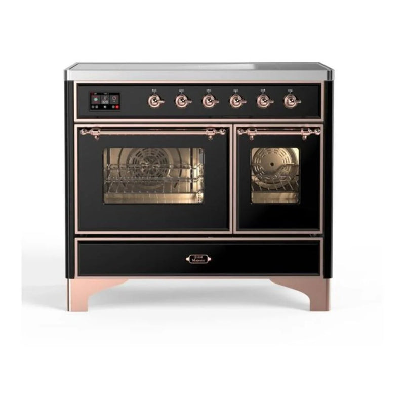 ILVE Majestic II 40" Induction Freestanding Range in Glossy Black with Copper Trim, UMDI10NS3BKP