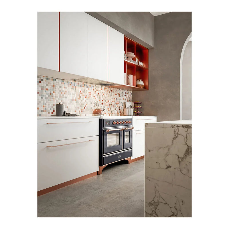 ILVE Majestic II 40" Induction Freestanding Range in Glossy Black with Copper Trim, UMDI10NS3BKP