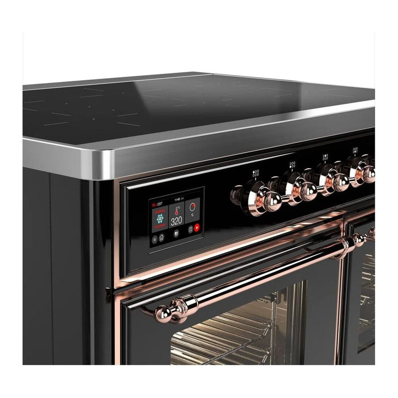 ILVE Majestic II 40" Induction Freestanding Range in Glossy Black with Copper Trim, UMDI10NS3BKP