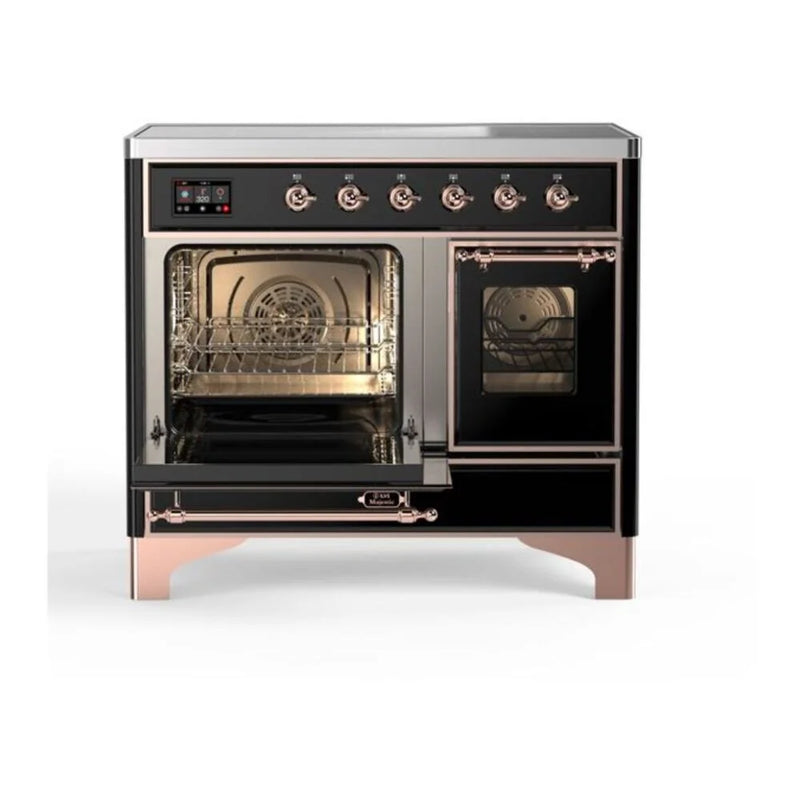 ILVE Majestic II 40" Induction Freestanding Range in Glossy Black with Copper Trim, UMDI10NS3BKP