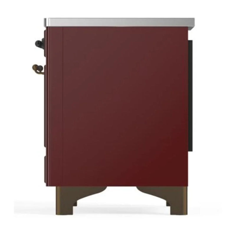 ILVE Majestic II 40" Induction Freestanding Range in Burgundy with Burnished Trim, UMDI10NS3BUB