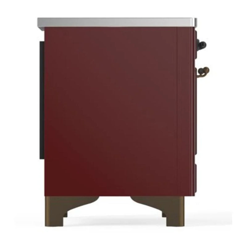ILVE Majestic II 40" Induction Freestanding Range in Burgundy with Burnished Trim, UMDI10NS3BUB