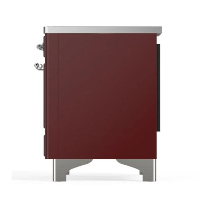 ILVE Majestic II 40" Induction Freestanding Range in Burgundy with Chrome Trim, UMDI10NS3BUC