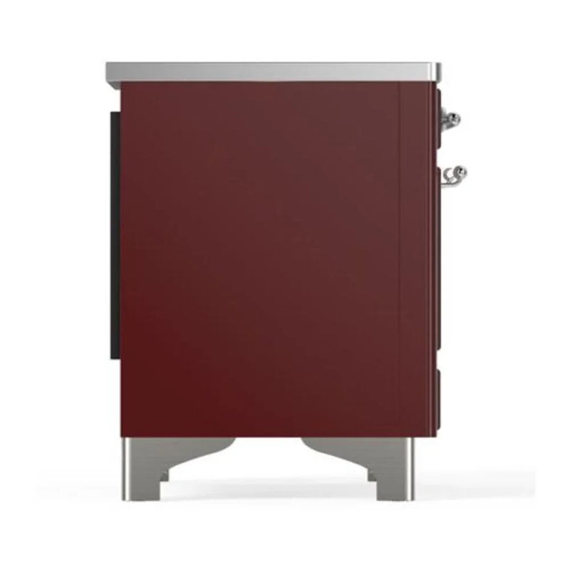 ILVE Majestic II 40" Induction Freestanding Range in Burgundy with Chrome Trim, UMDI10NS3BUC