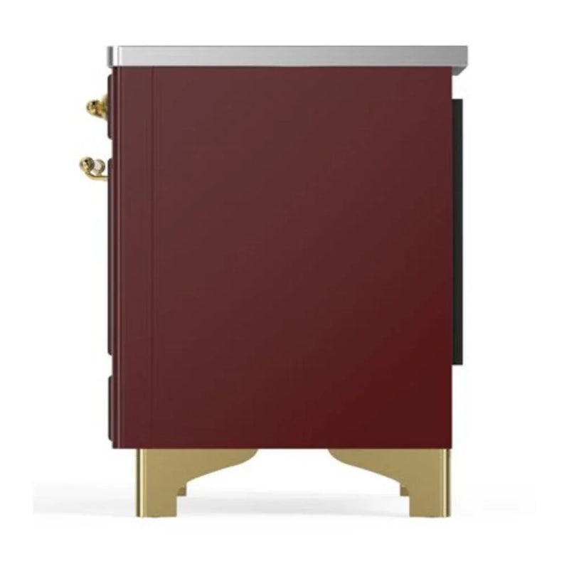 ILVE Majestic II 40" Induction Freestanding Range in Burgundy with Brass Trim, UMDI10NS3BUG