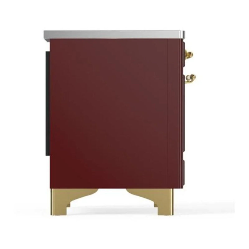 ILVE Majestic II 40" Induction Freestanding Range in Burgundy with Brass Trim, UMDI10NS3BUG