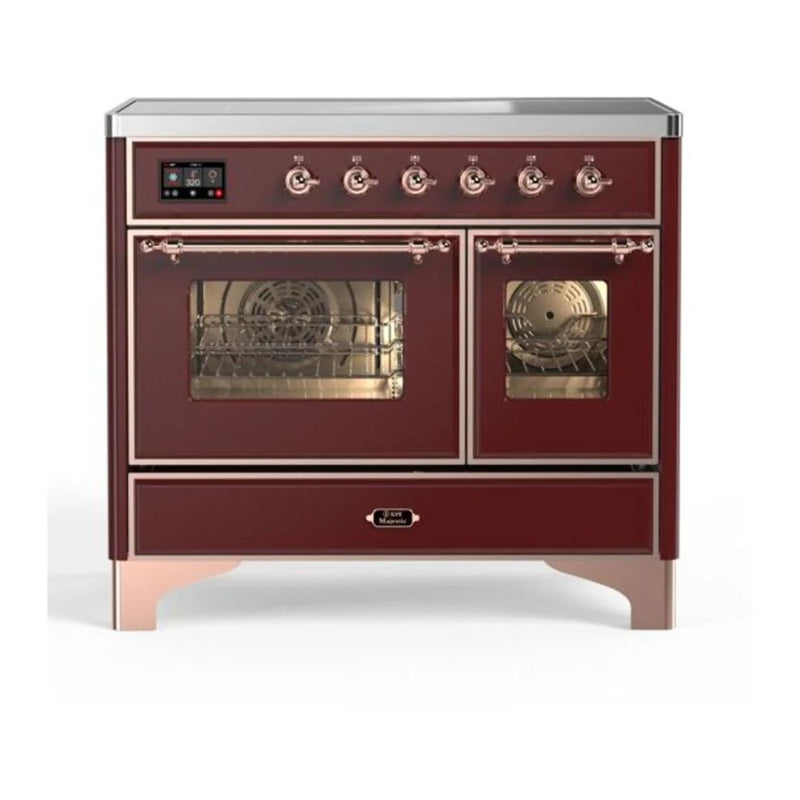 ILVE Majestic II 40" Electric Freestanding Range in Burgundy with Copper Trim, UMDI10NS3BUP