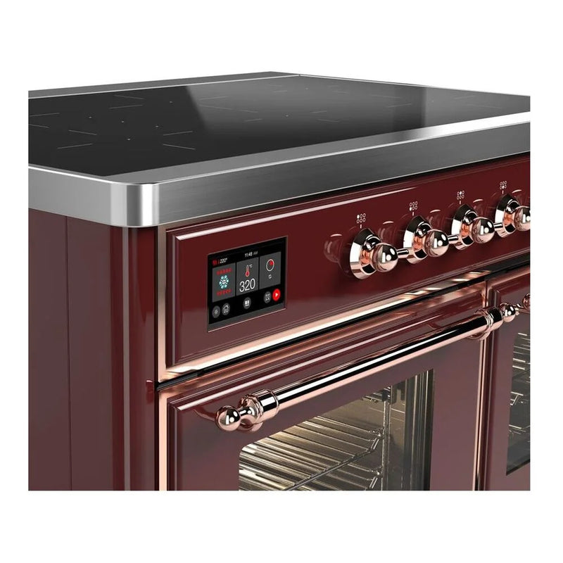 ILVE Majestic II 40" Electric Freestanding Range in Burgundy with Copper Trim, UMDI10NS3BUP