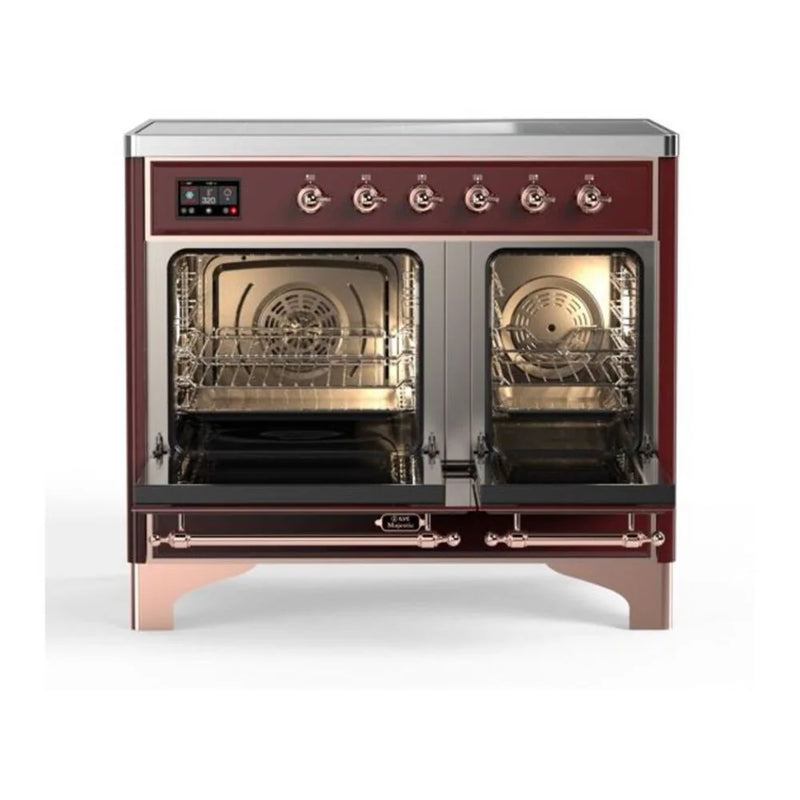 ILVE Majestic II 40" Electric Freestanding Range in Burgundy with Copper Trim, UMDI10NS3BUP