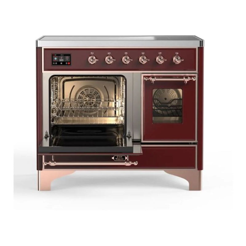 ILVE Majestic II 40" Electric Freestanding Range in Burgundy with Copper Trim, UMDI10NS3BUP