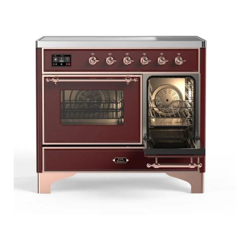 ILVE Majestic II 40" Electric Freestanding Range in Burgundy with Copper Trim, UMDI10NS3BUP
