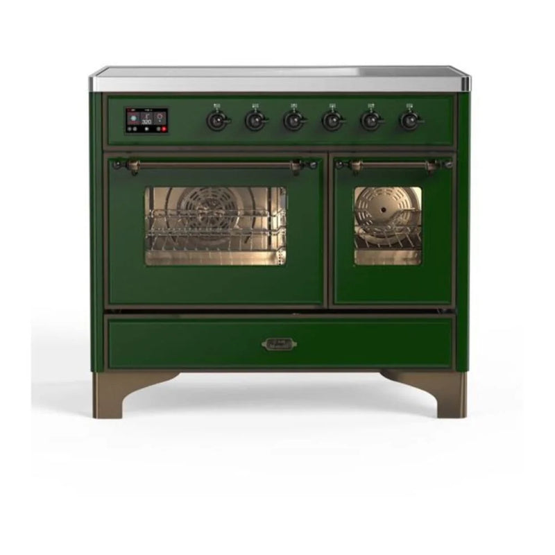 ILVE Majestic II 40" Induction Freestanding Range in Emerald Green with Burnished Trim, UMDI10NS3EGB