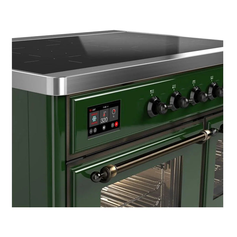 ILVE Majestic II 40" Induction Freestanding Range in Emerald Green with Burnished Trim, UMDI10NS3EGB