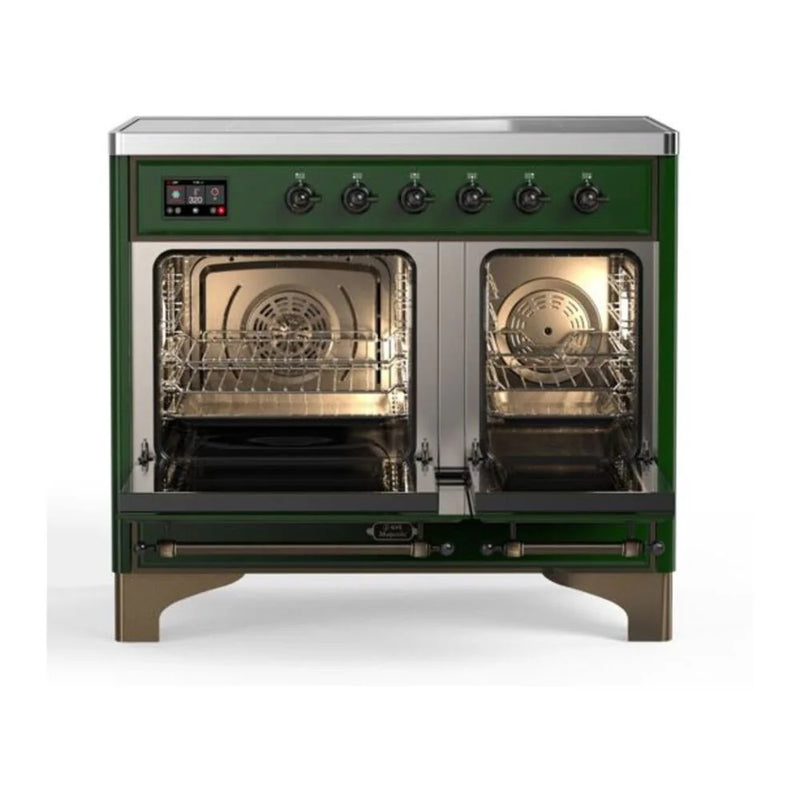 ILVE Majestic II 40" Induction Freestanding Range in Emerald Green with Burnished Trim, UMDI10NS3EGB