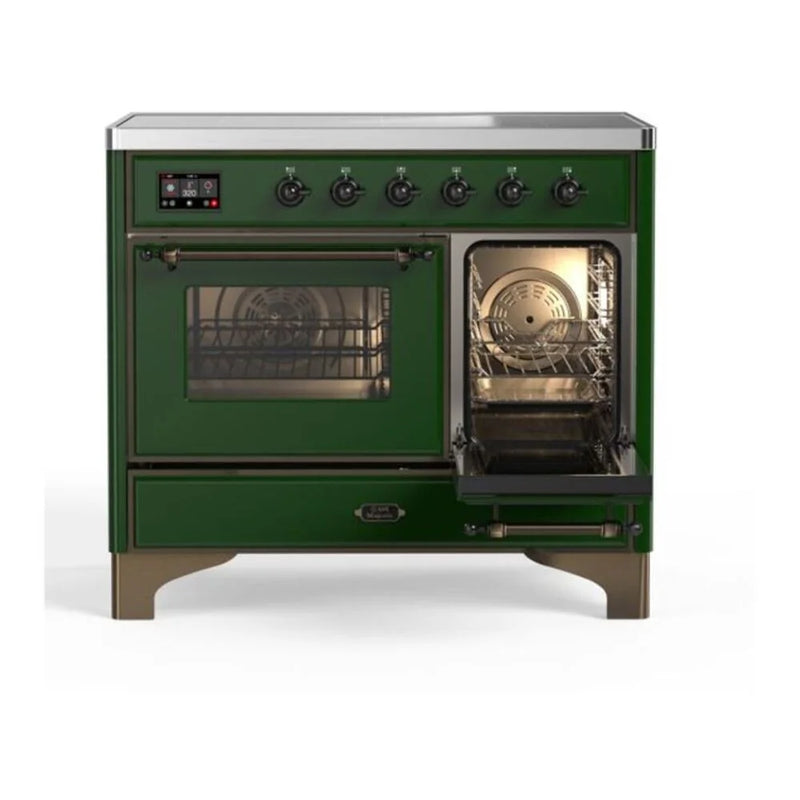 ILVE Majestic II 40" Induction Freestanding Range in Emerald Green with Burnished Trim, UMDI10NS3EGB