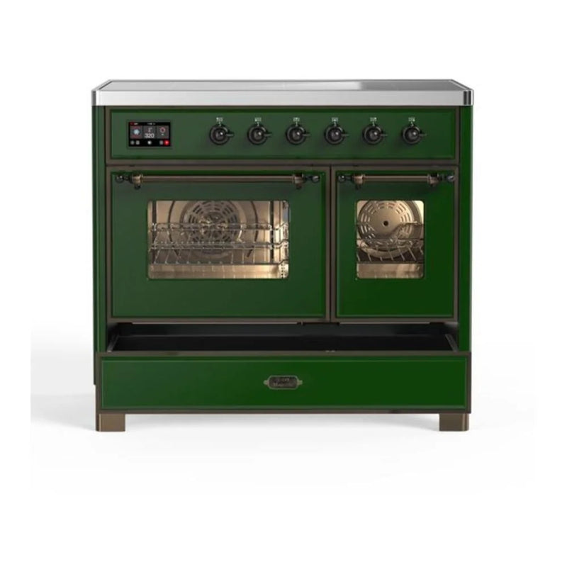 ILVE Majestic II 40" Induction Freestanding Range in Emerald Green with Burnished Trim, UMDI10NS3EGB