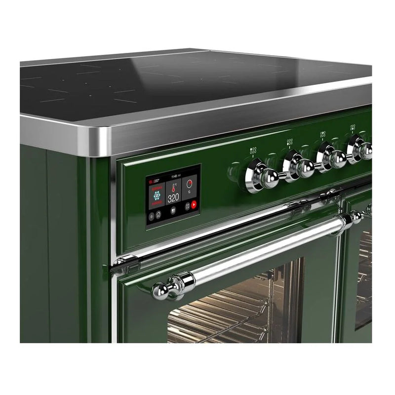 ILVE Majestic II 40" Induction Freestanding Range in Emerald Green with Chrome Trim, UMDI10NS3EGC