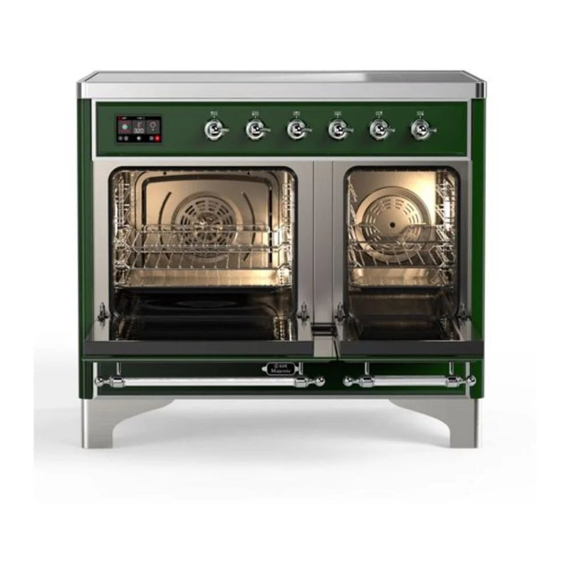 ILVE Majestic II 40" Induction Freestanding Range in Emerald Green with Chrome Trim, UMDI10NS3EGC