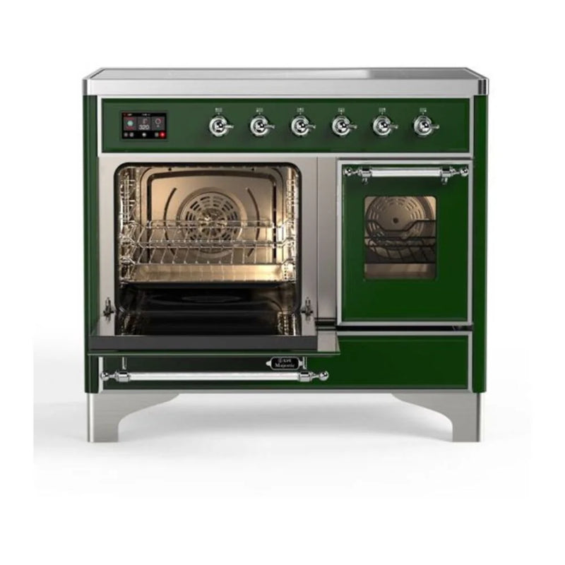 ILVE Majestic II 40" Induction Freestanding Range in Emerald Green with Chrome Trim, UMDI10NS3EGC