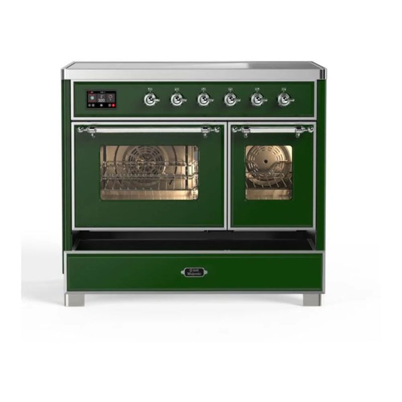 ILVE Majestic II 40" Induction Freestanding Range in Emerald Green with Chrome Trim, UMDI10NS3EGC