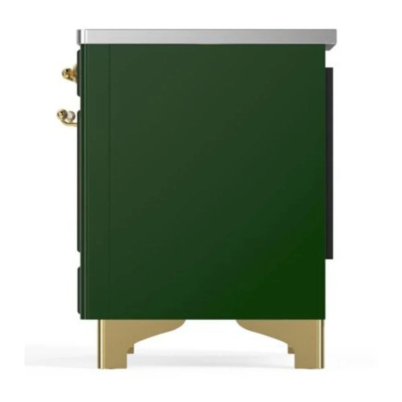 ILVE Majestic II 40" Induction Freestanding Range in Emerald Green with Brass Trim, UMDI10NS3EGG