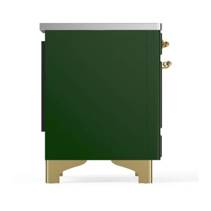 ILVE Majestic II 40" Induction Freestanding Range in Emerald Green with Brass Trim, UMDI10NS3EGG