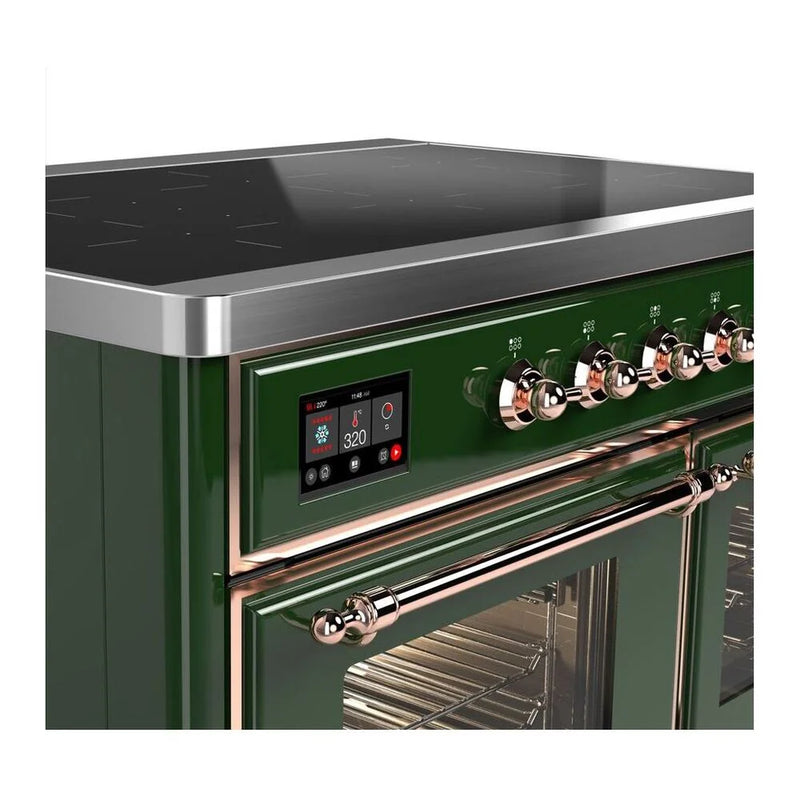 ILVE Majestic II 40" Induction Freestanding Range in Emerald Green with Copper Trim, UMDI10NS3EGP