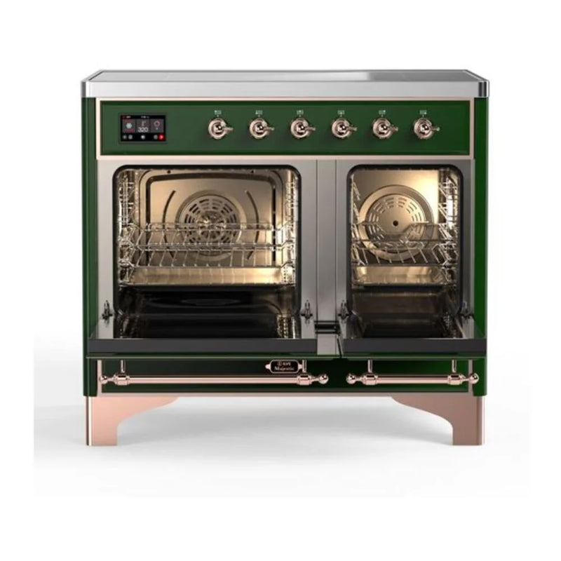ILVE Majestic II 40" Induction Freestanding Range in Emerald Green with Copper Trim, UMDI10NS3EGP