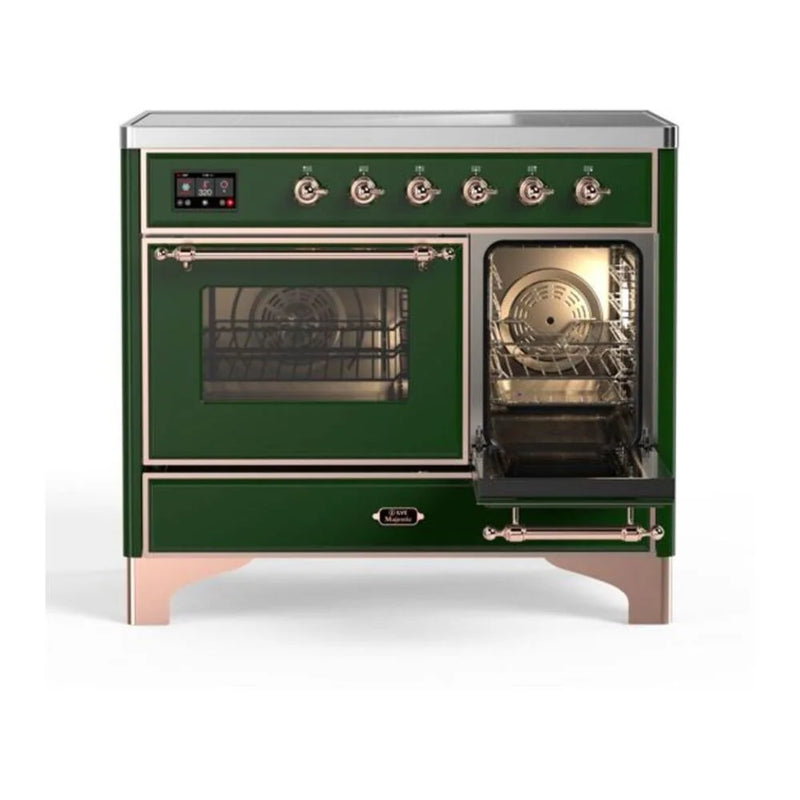 ILVE Majestic II 40" Induction Freestanding Range in Emerald Green with Copper Trim, UMDI10NS3EGP