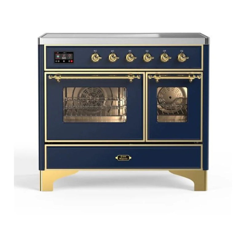 ILVE Majestic II 40" Induction Freestanding Range in Midnight Blue with Brass Trim, UMDI10NS3MBG