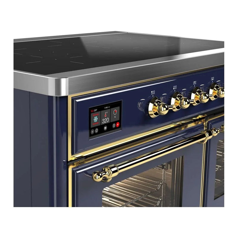 ILVE Majestic II 40" Induction Freestanding Range in Midnight Blue with Brass Trim, UMDI10NS3MBG