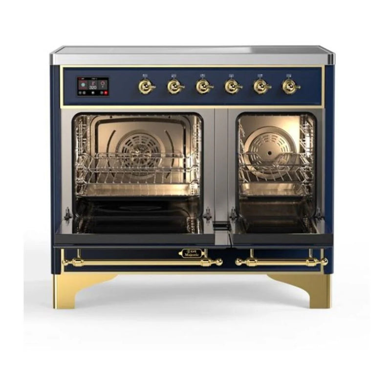 ILVE Majestic II 40" Induction Freestanding Range in Midnight Blue with Brass Trim, UMDI10NS3MBG