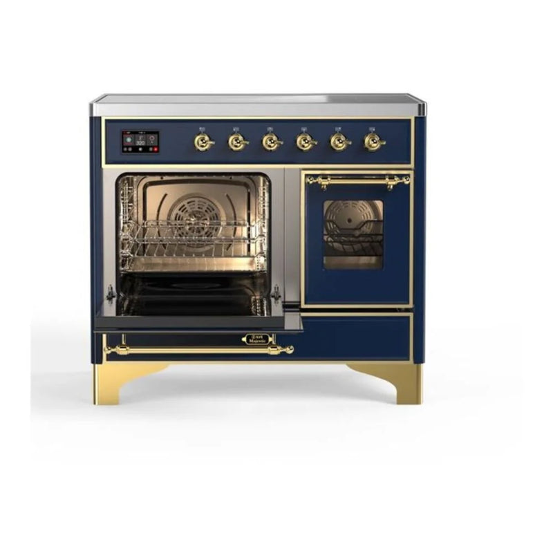 ILVE Majestic II 40" Induction Freestanding Range in Midnight Blue with Brass Trim, UMDI10NS3MBG