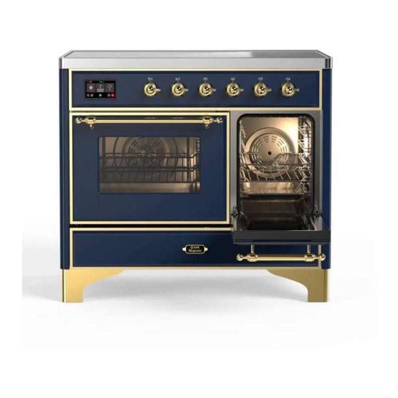 ILVE Majestic II 40" Induction Freestanding Range in Midnight Blue with Brass Trim, UMDI10NS3MBG