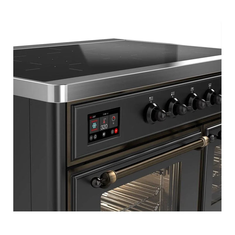ILVE Majestic II 40" Induction Freestanding Range in Graphite Matte with Burnished Trim, UMDI10NS3MGB