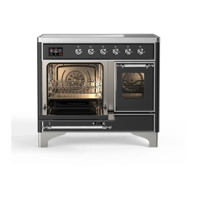 ILVE Majestic II 40" Induction Freestanding Range in Graphite Matte with Chrome Trim, UMDI10NS3MGC