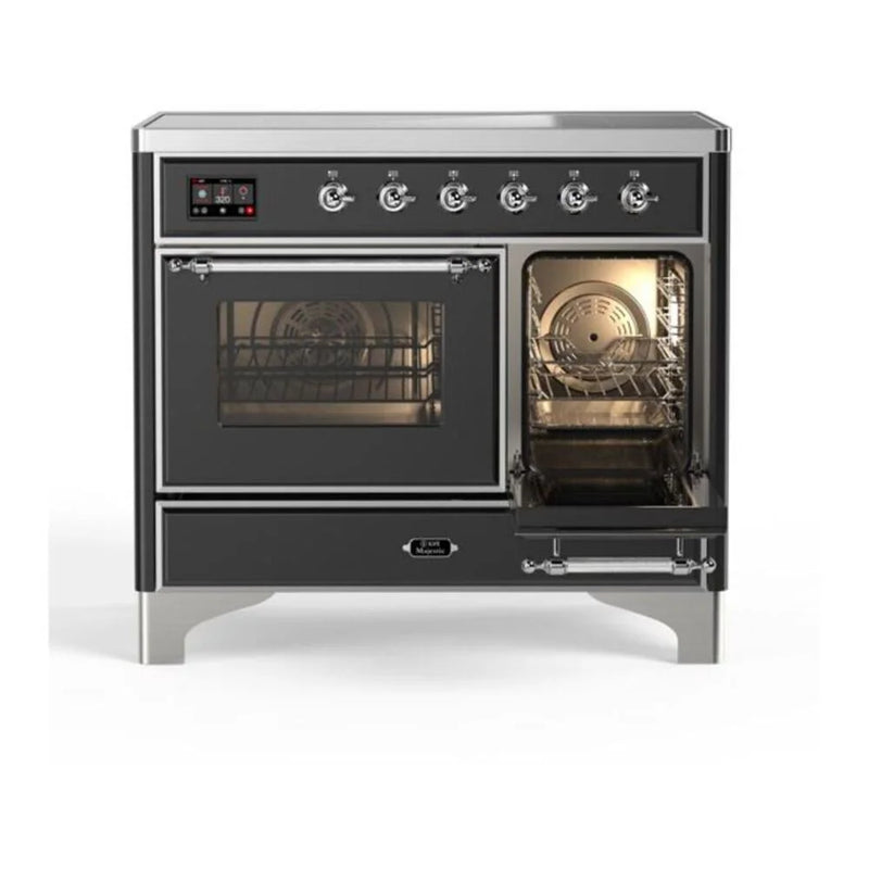 ILVE Majestic II 40" Induction Freestanding Range in Graphite Matte with Chrome Trim, UMDI10NS3MGC