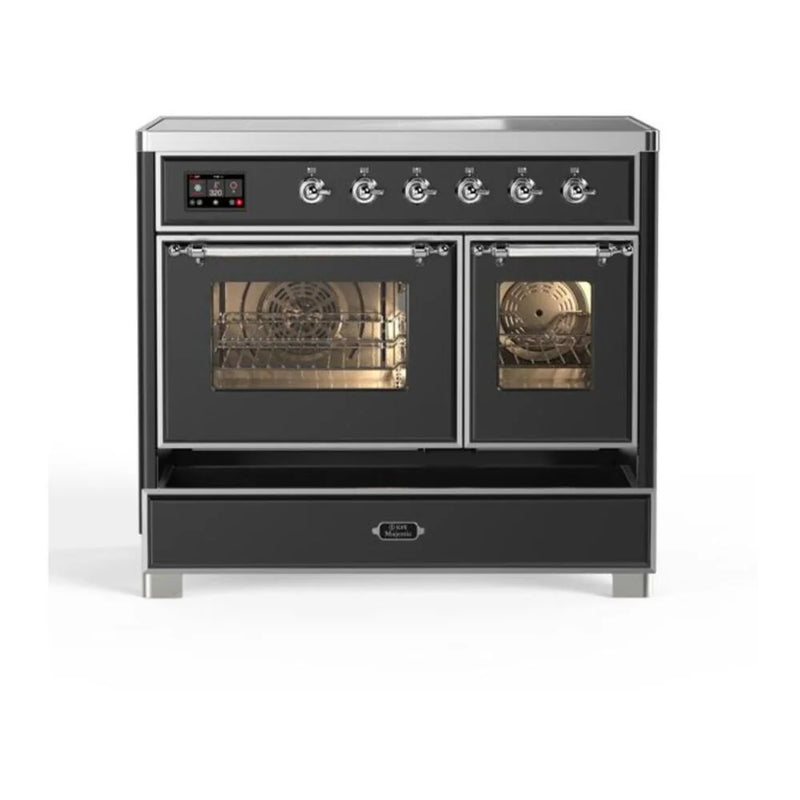 ILVE Majestic II 40" Induction Freestanding Range in Graphite Matte with Chrome Trim, UMDI10NS3MGC
