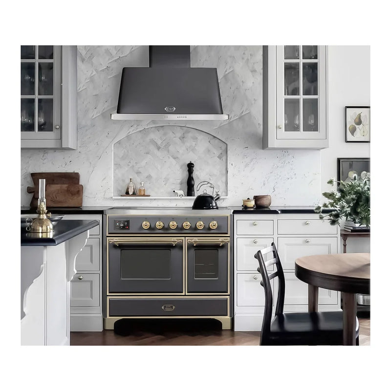ILVE Majestic II 40" Induction Freestanding Range in Graphite Matte with Brass Trim, UMDI10NS3MGG
