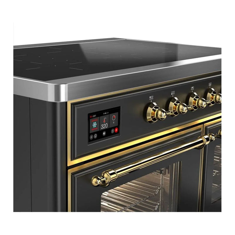ILVE Majestic II 40" Induction Freestanding Range in Graphite Matte with Brass Trim, UMDI10NS3MGG