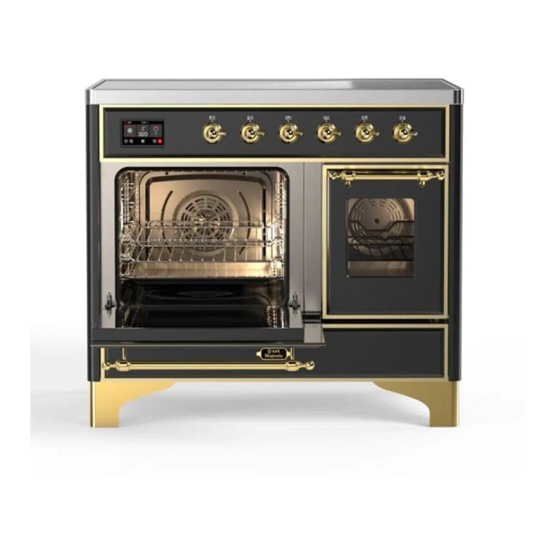 ILVE Majestic II 40" Induction Freestanding Range in Graphite Matte with Brass Trim, UMDI10NS3MGG