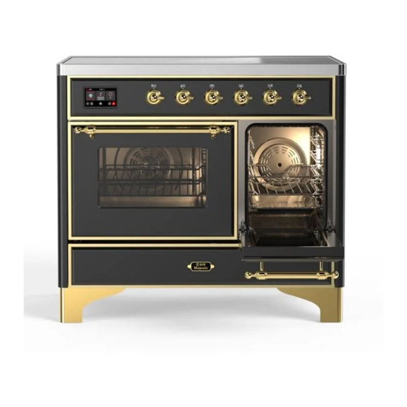 ILVE Majestic II 40" Induction Freestanding Range in Graphite Matte with Brass Trim, UMDI10NS3MGG