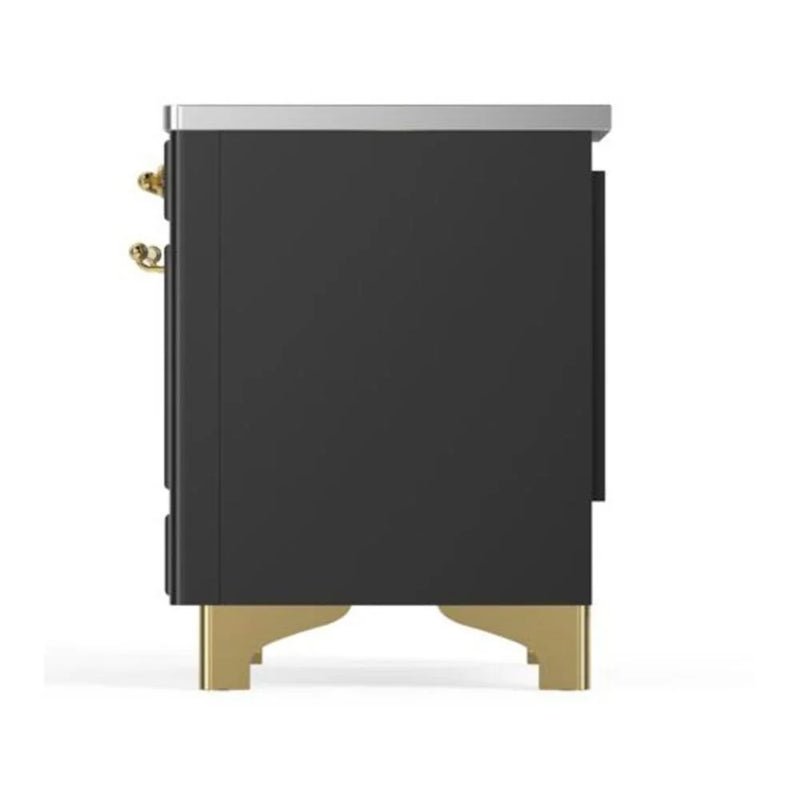 ILVE Majestic II 40" Induction Freestanding Range in Graphite Matte with Brass Trim, UMDI10NS3MGG