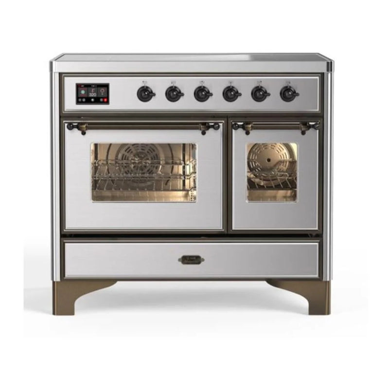 ILVE Majestic II 40" Induction Freestanding Range in Stainless Steel with Burnished Trim, UMDI10NS3SSB