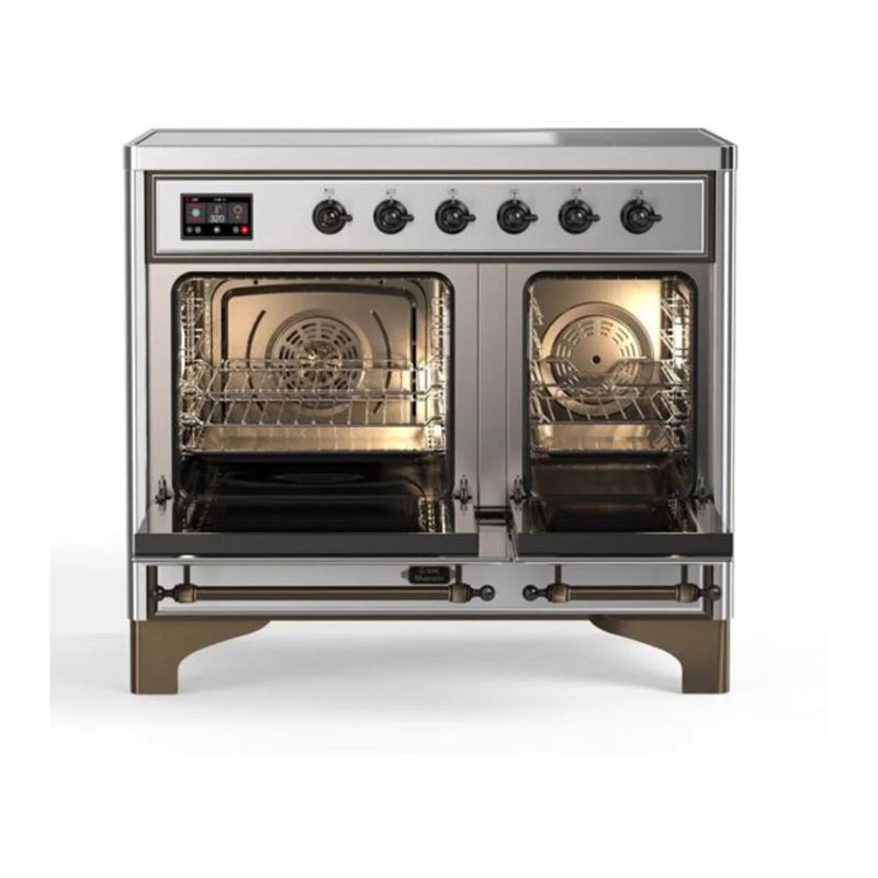 ILVE Majestic II 40" Induction Freestanding Range in Stainless Steel with Burnished Trim, UMDI10NS3SSB