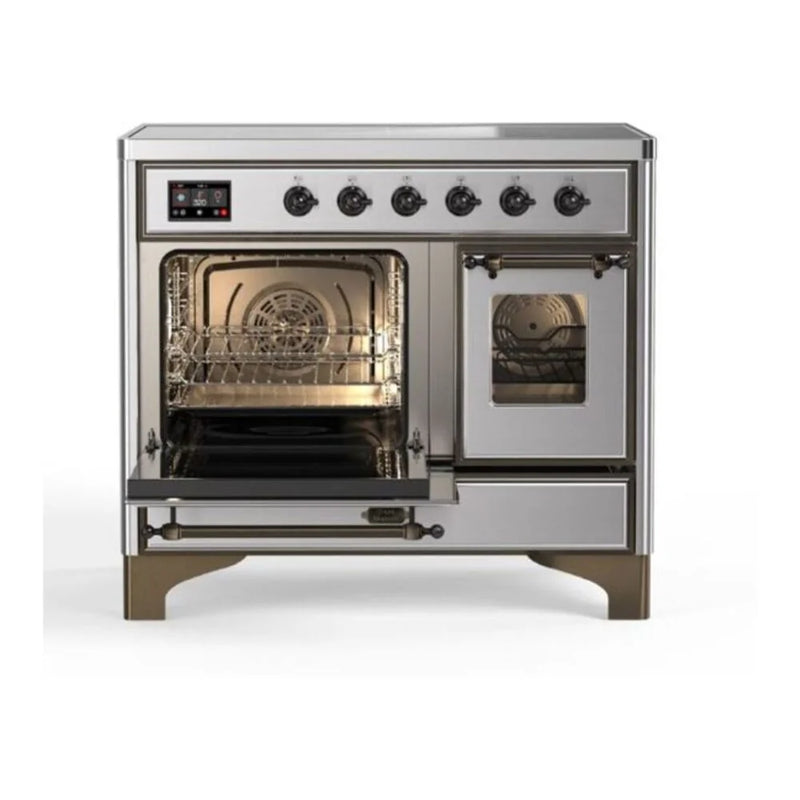 ILVE Majestic II 40" Induction Freestanding Range in Stainless Steel with Burnished Trim, UMDI10NS3SSB